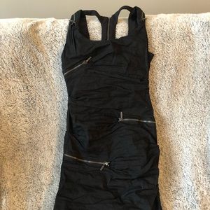 Black mini dress with zipper detail